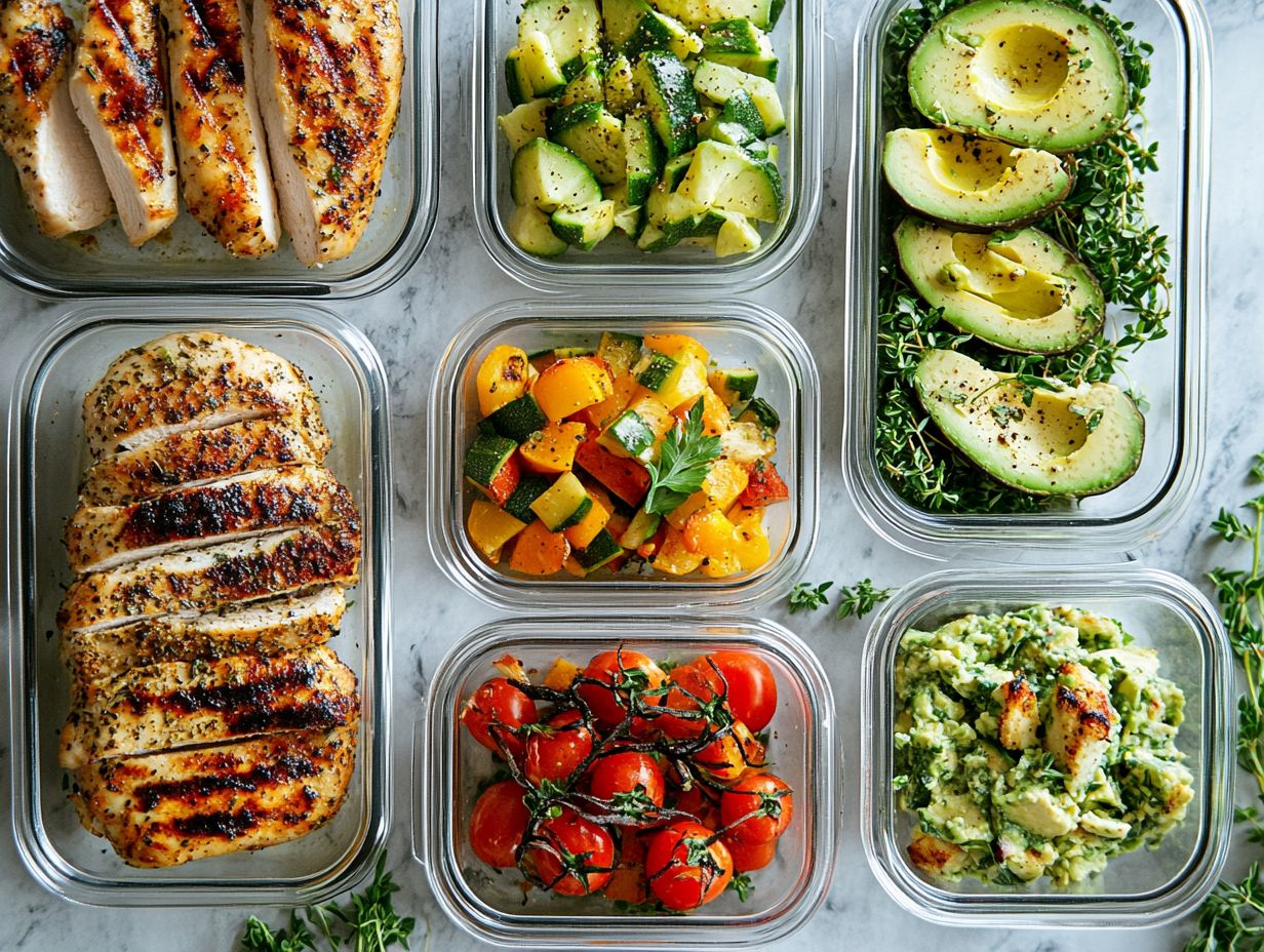 A visual guide to key takeaways for keto meal prep.