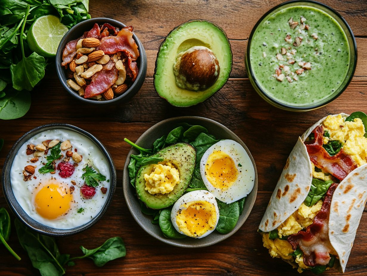 A colorful keto smoothie bowl topped with fresh fruits and nuts.