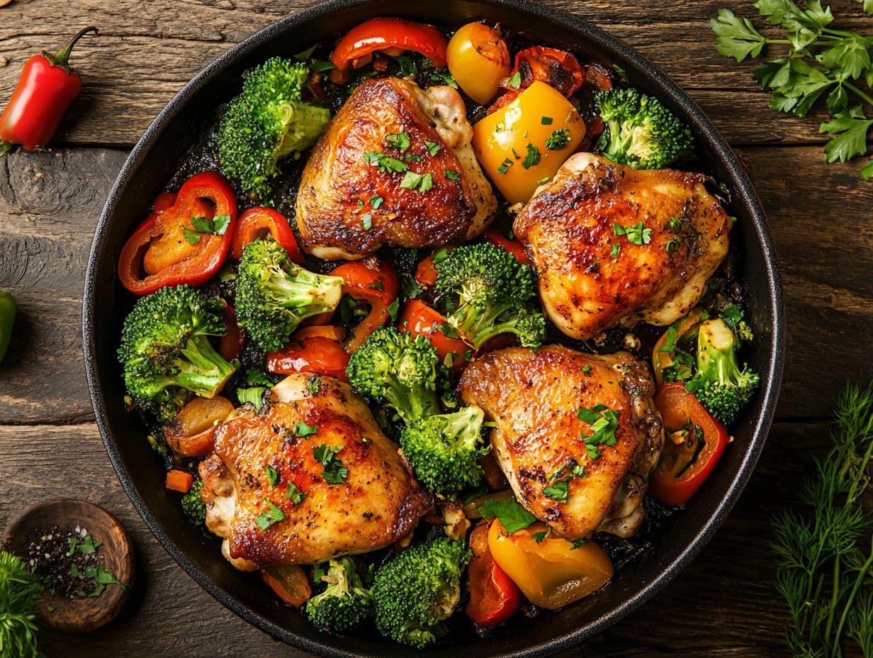 Delicious easy one-pan keto chicken dishes displayed