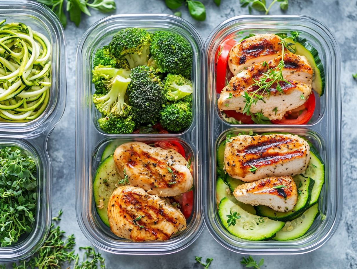 Image of fresh keto meal prep recipes.