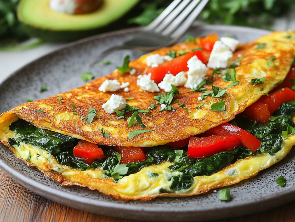 Keto Omelette with eggs and vegetables