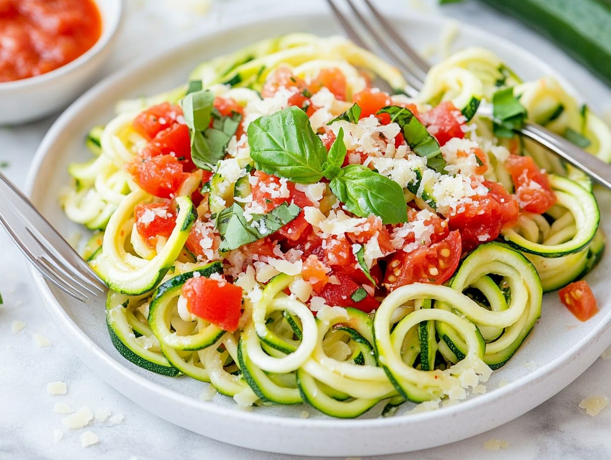 Delicious zucchini noodles ready to be served.