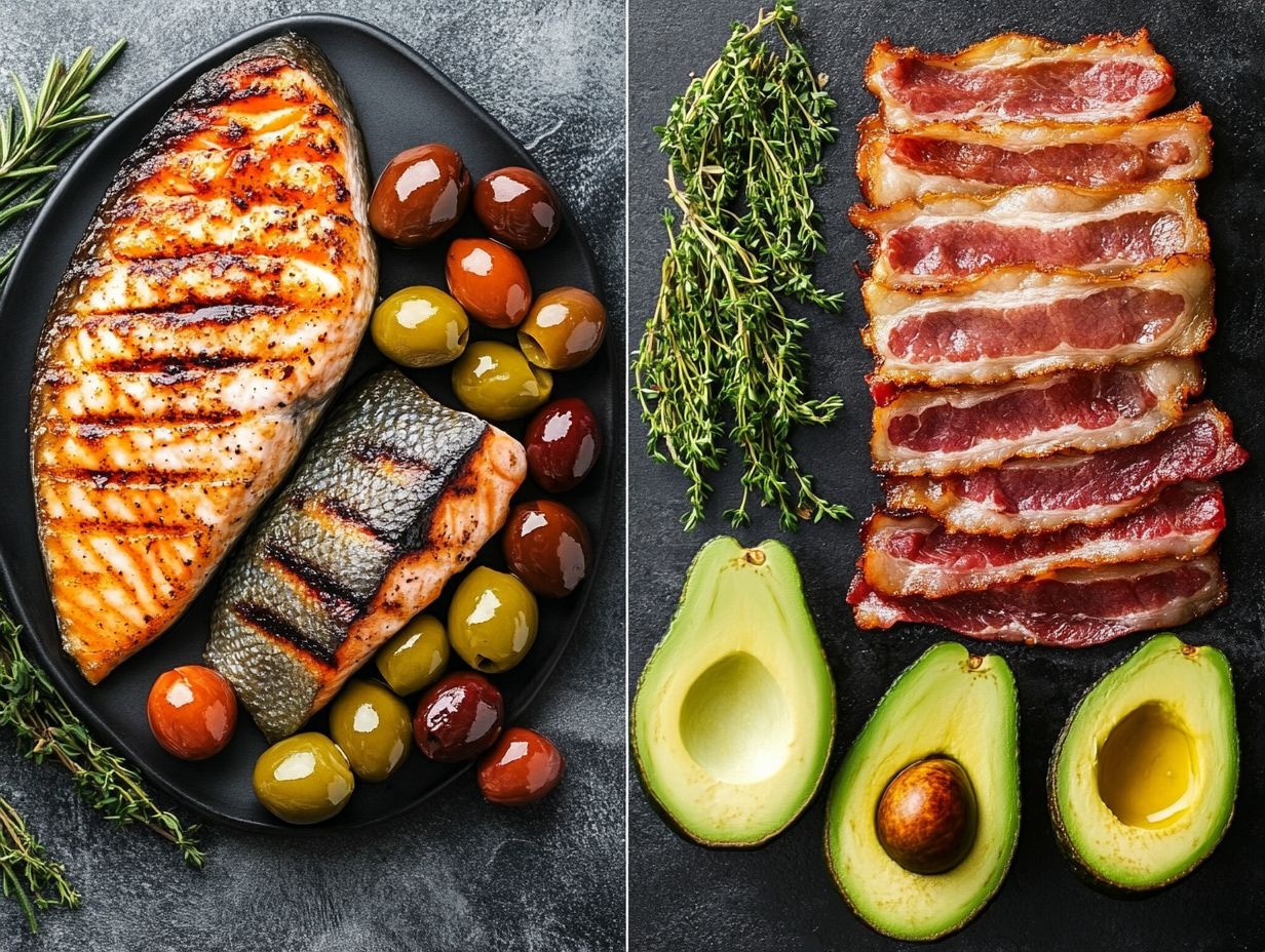 A visual comparison of the Mediterranean Diet and the Keto Diet highlighting food choices.