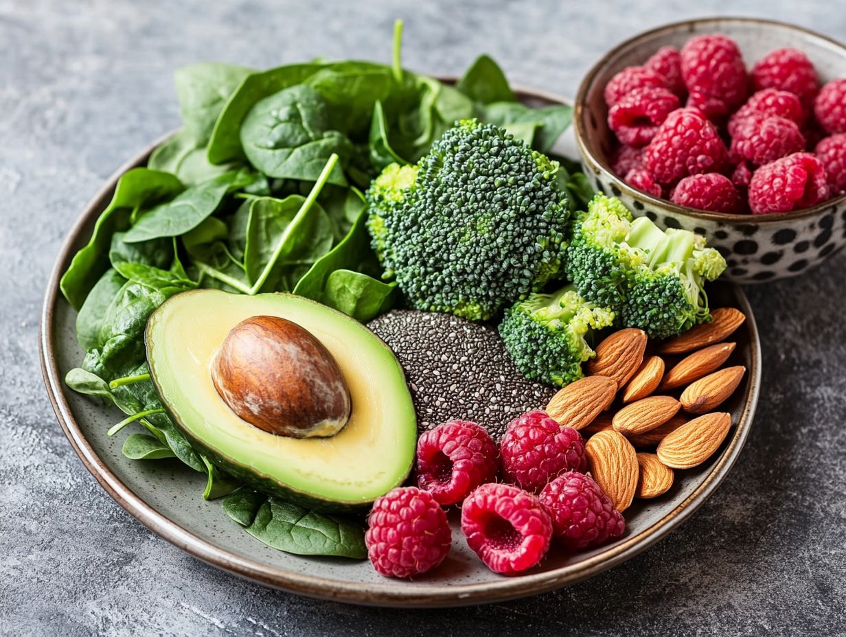 An assortment of non-starchy vegetables suitable for a keto diet.