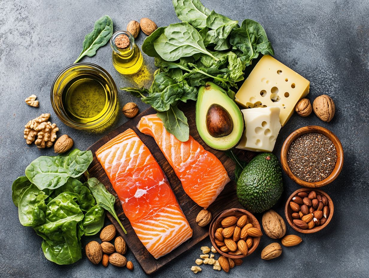 A colorful array of ketogenic-friendly foods