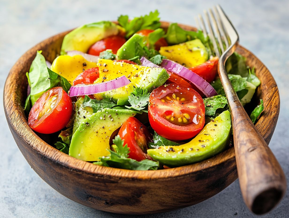 Delicious avocado salad illustrating healthy fats