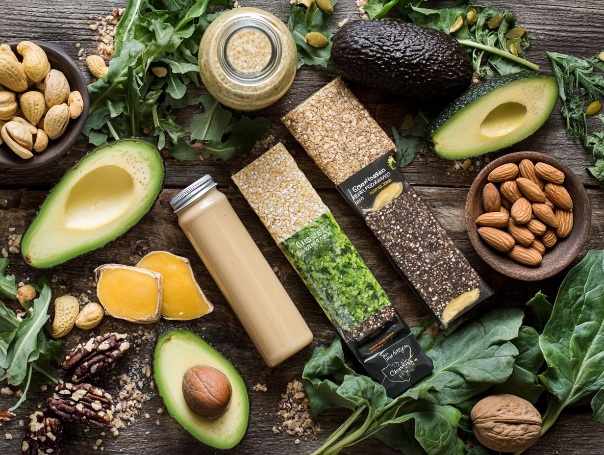 An assortment of healthy fats for a keto meal replacement