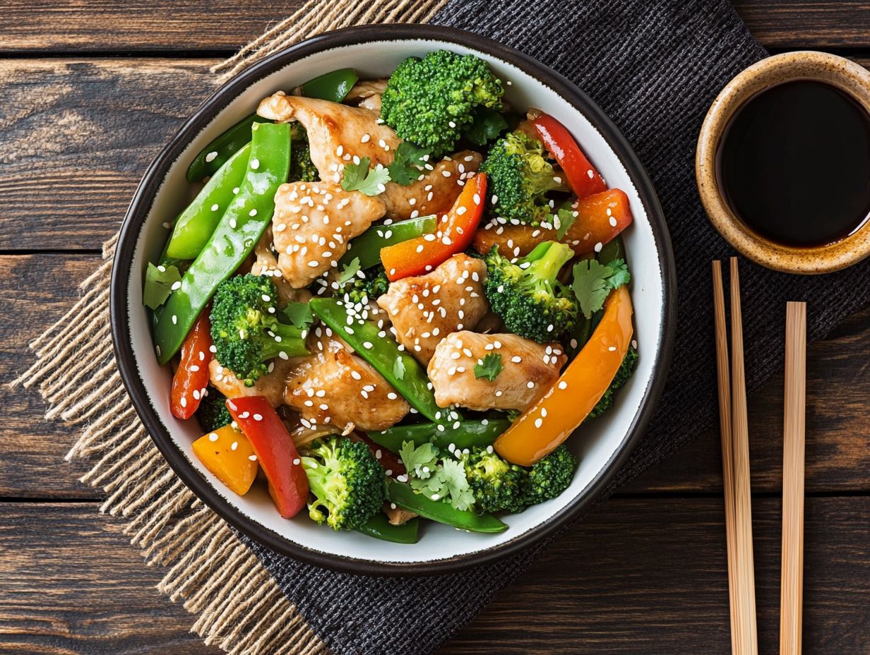 Plate of keto stir-fry with vegetables and protein