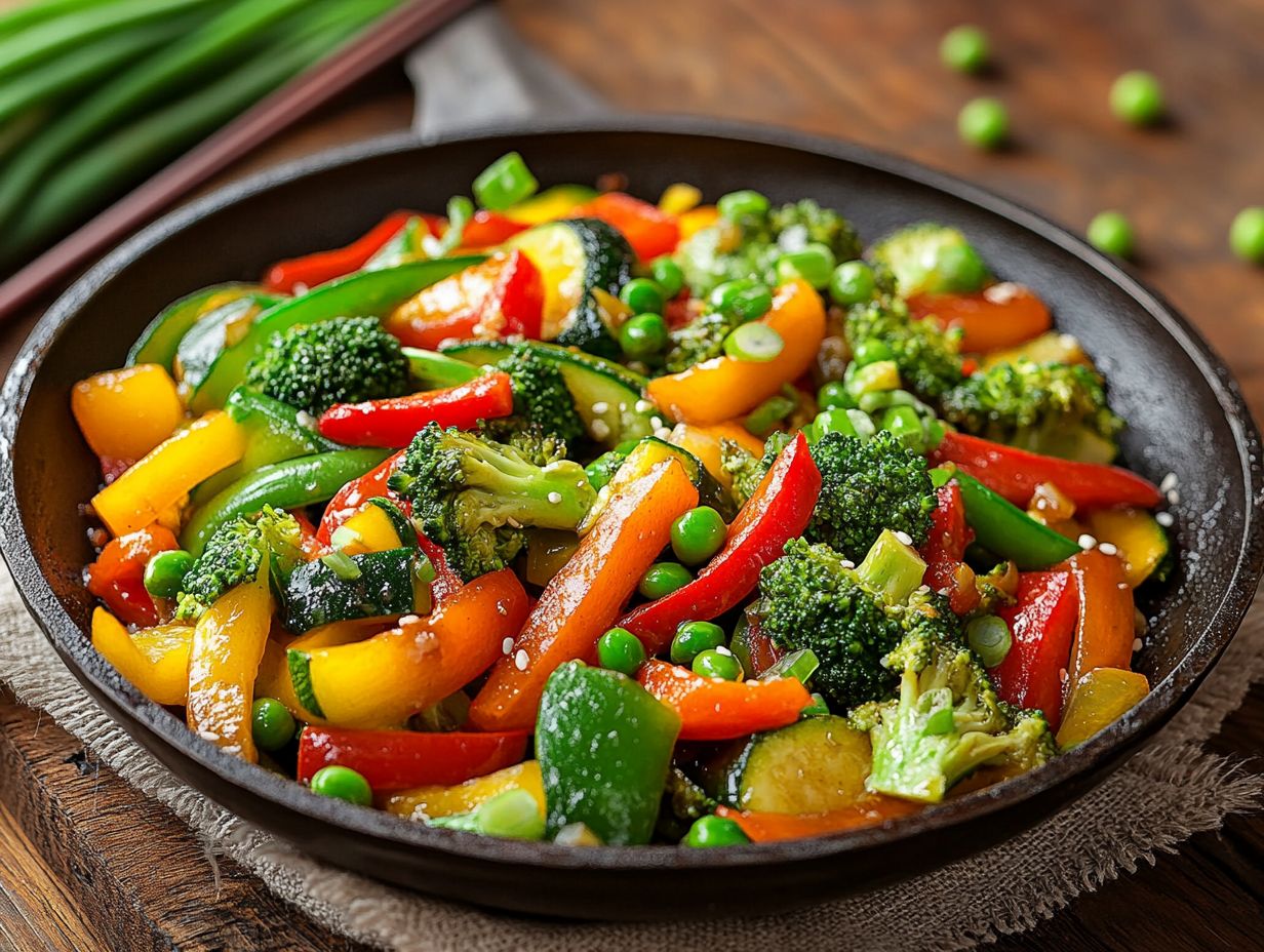 Colorful keto-friendly vegetable stir-fry with various vegetables