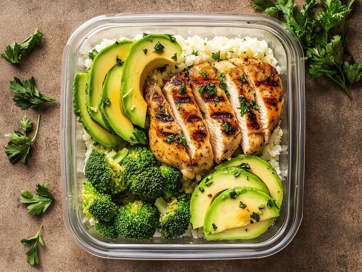 Visual representation of commonly asked questions about keto meal prep.