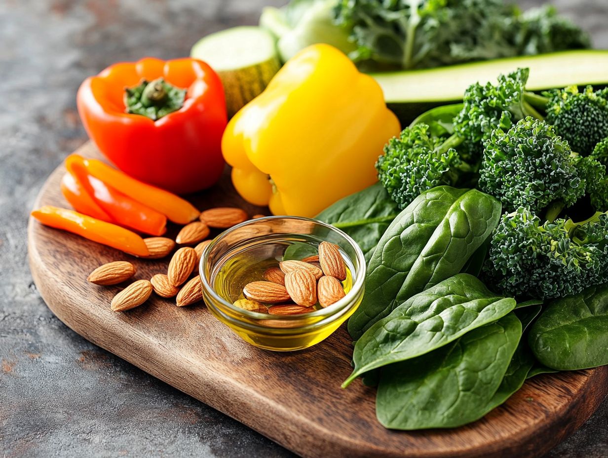 A variety of low-carb vegetables on a plate.