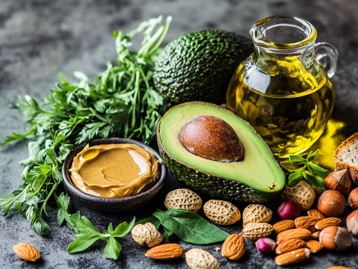 An infographic featuring the best sources of healthy fats