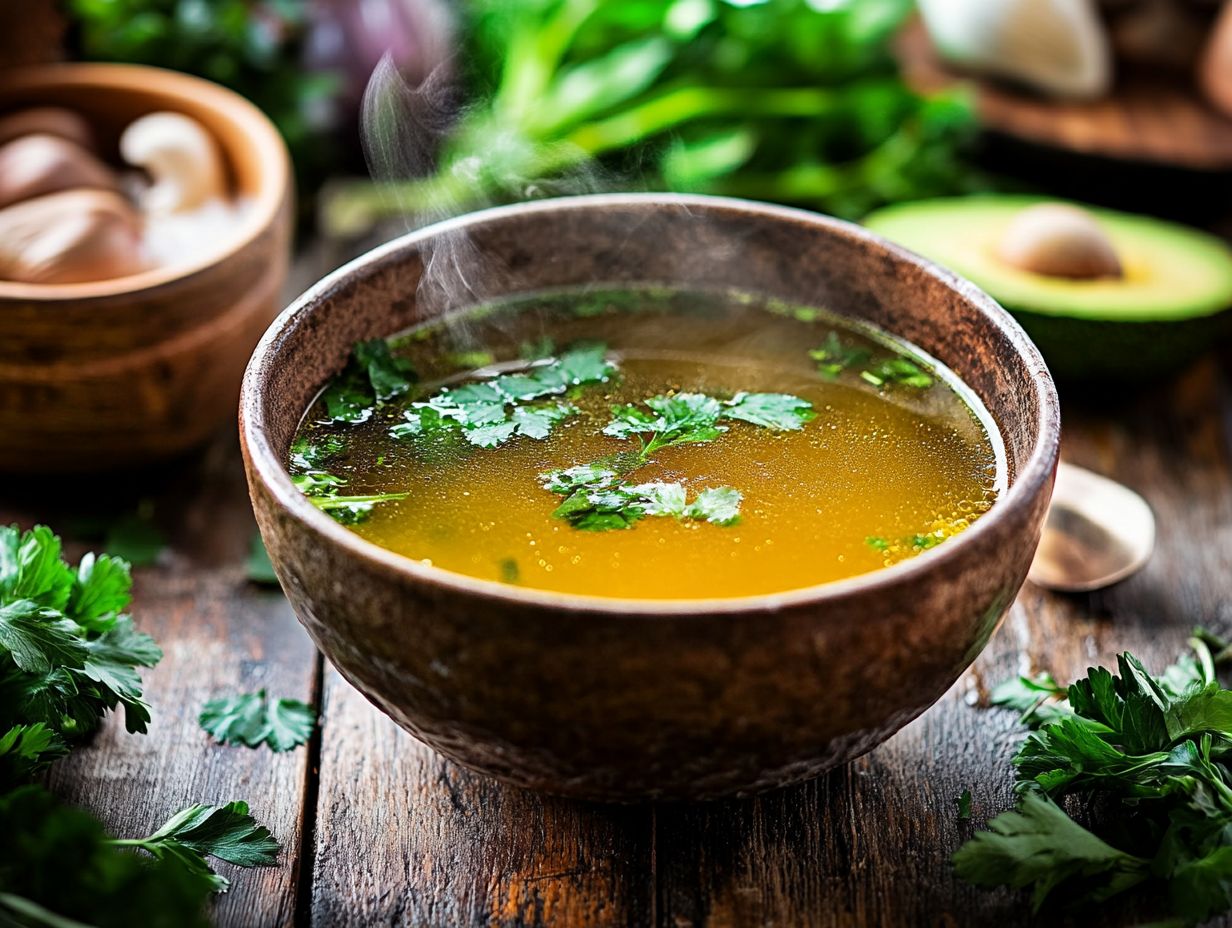 Bone broth promotes gut health by repairing the gut lining and aiding digestion